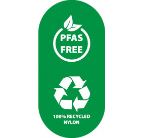 Illustration eines blauen Trockenanzugs mit verstärkten Knie- und Sitzbereichen für Schutz beim Wildwasserpaddeln.