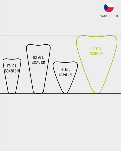 Conical buoyancy aid with valve and retaining strap, for reliable buoyancy and a secure fit in the kayak.