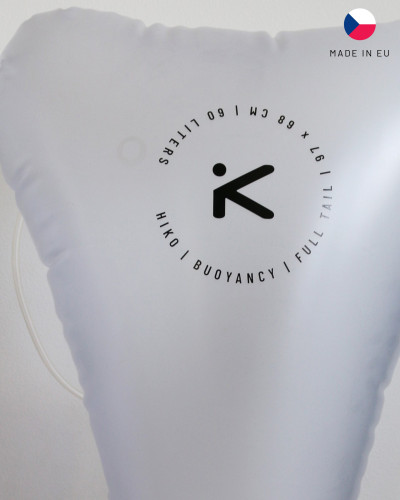 Conical buoyancy aid with valve and retaining strap, for reliable buoyancy and a secure fit in the kayak.