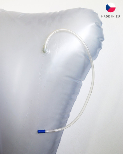 Conical buoyancy aid with valve and retaining strap, for reliable buoyancy and a secure fit in the kayak.