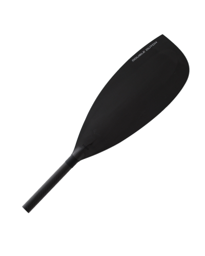 Schwarzes Carbon-Paddelblatt mit Logo, optimiert für präzise Kontrolle und kraftvolle Schläge im Kajak.