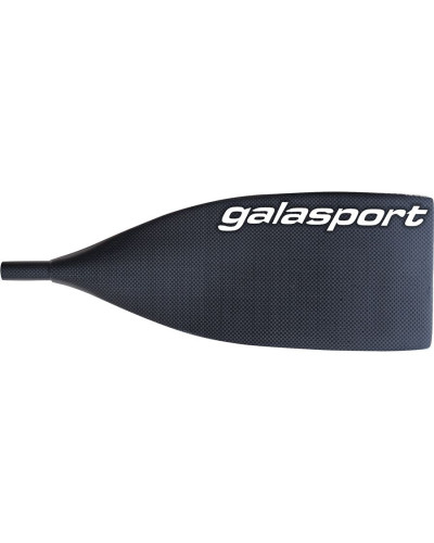 Paddle with black carbon blade, slim shaft, and wooden handle for precise control in Canadian canoes