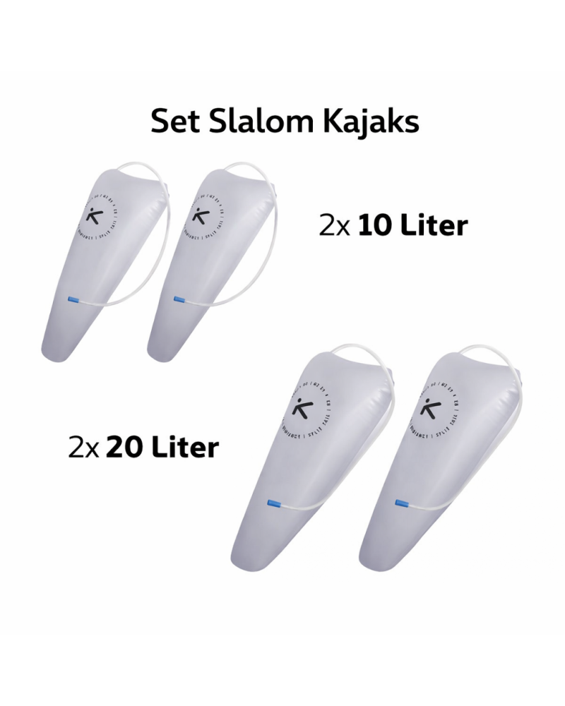 Set of slalom buoyancy aids from 10 liters and 20 liters, for a perfect fit and greater safety in the kayak.