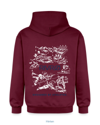 RIVRØ Rapid Hoodie W Burgundy – Back view with whitewater back print featuring canoe slalom. Women's hoodie. Discover now.