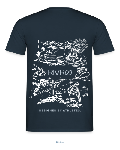 RIVRØ Rapid Tee navy men with whitewater backprint – Shop now.