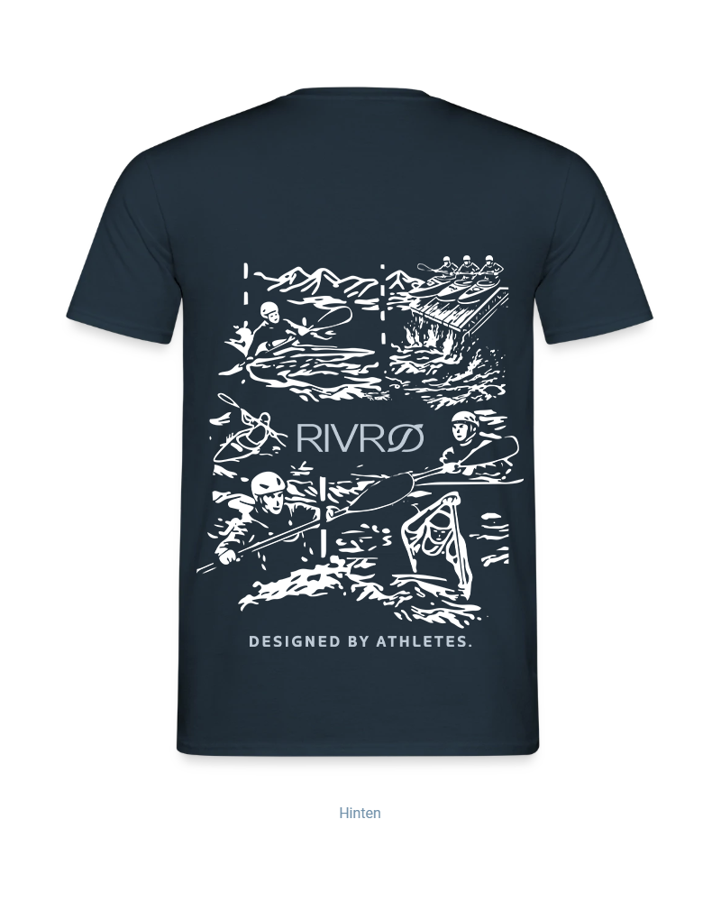RIVRØ Rapid Tee Navy Herren mit Whitewater-Backprint – Jetzt entdecken.